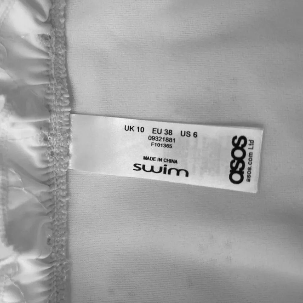 ASOS High Waist White Ruffle Embroideries Bikini Bottom Size UK 10 EU 38 US 6